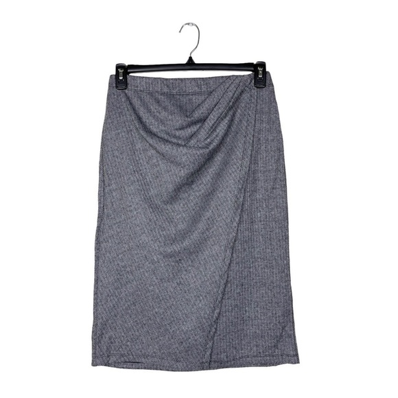 NWT Max Studio Gray Herringbone Pull On Gathered Faux Wrap Pencil Skirt Size M - Picture 2 of 7